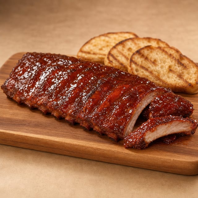 Full Rack of Fatboy's Gluten Free Famous Baby Back Smoked Ribs.