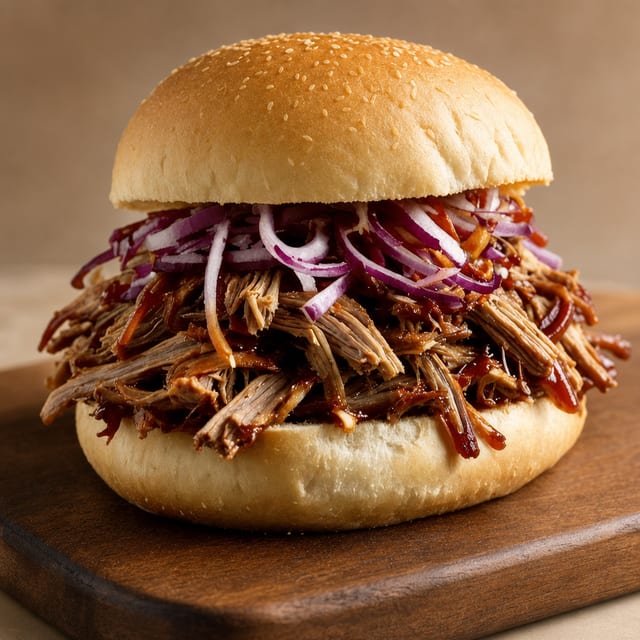 Succulent Applewood Smoked Pulled Pork.