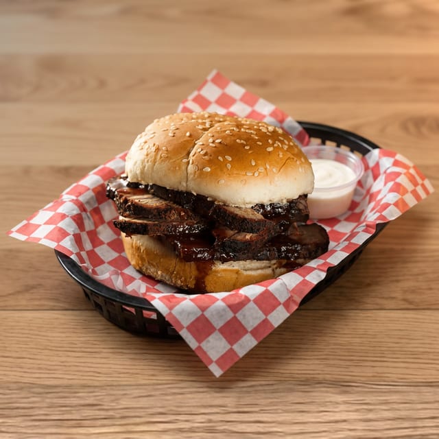 Sundays Only: Savory Smoked Brisket Sandwich.