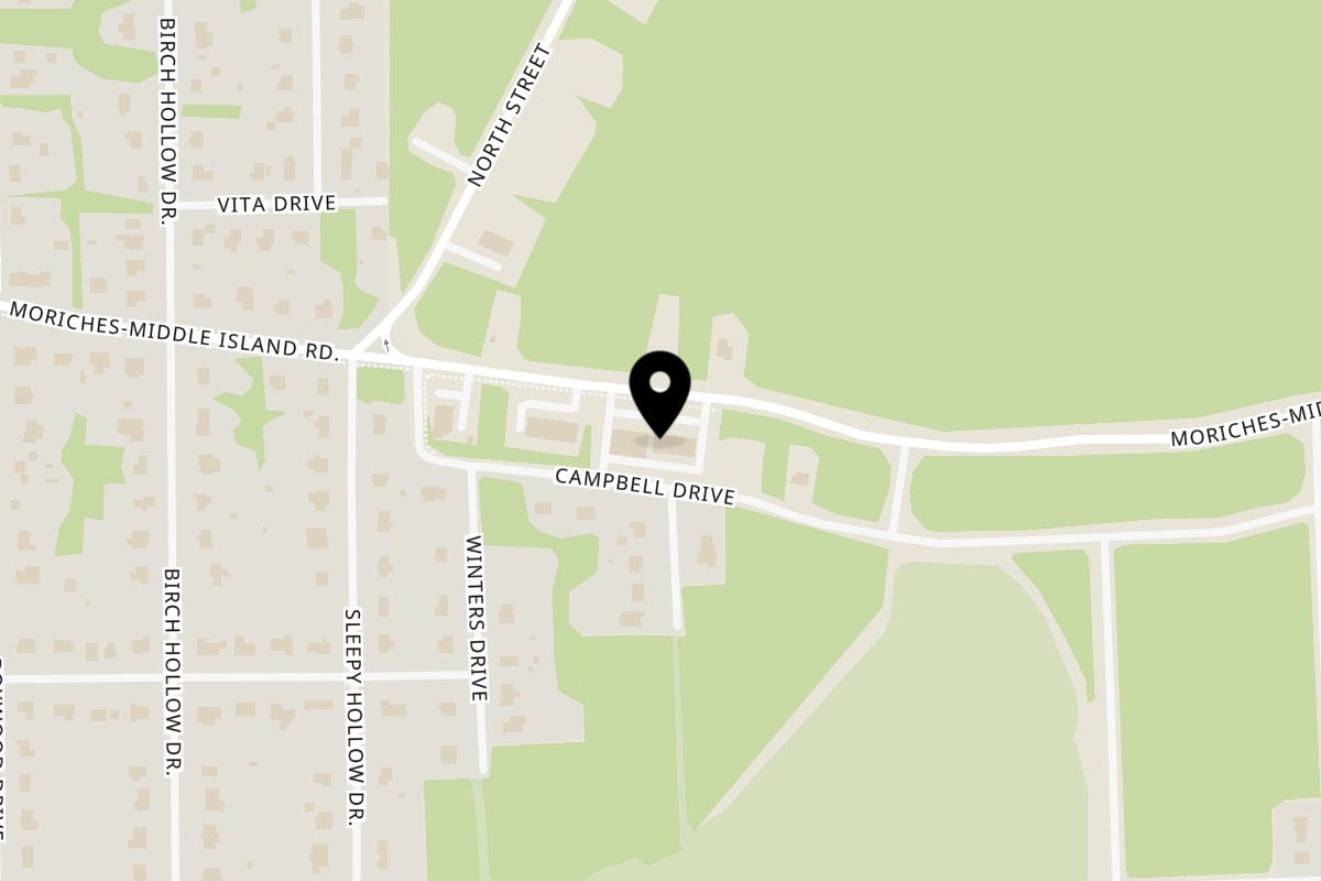 Map showing the location of FATBOYSBBQ on 256 Moriches-Middle Island Road in Manorville